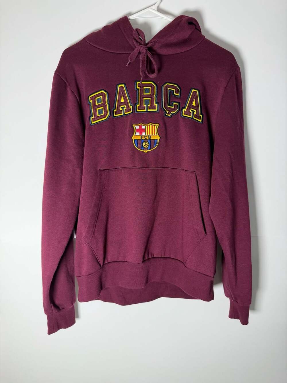 Fc Barcelona Barca Maroon Soccer Pullover Hoodie Sweatshirt L